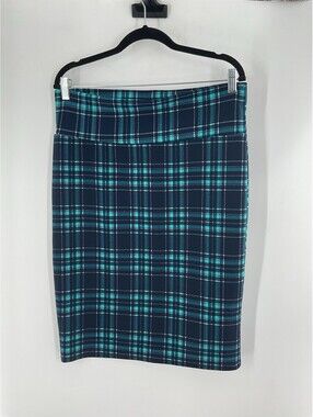 Lularoe Women’s Size Extra Large Pencil Skirt Plaid Pattern 006